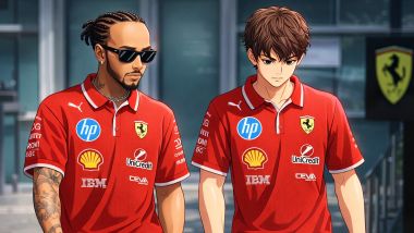 Lewis Hamilton, Charles Leclerc, Ferrari, Manga. Credits: ChatGPT