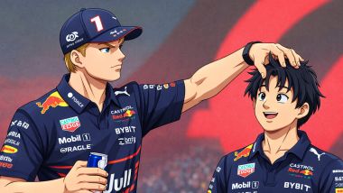 Max Verstappen, Yuki Tsunoda, Red Bull, Anime. Credits: ChatGPT
