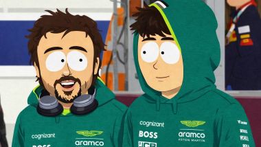 Fernando Alonso, Lance Stroll, Aston Martin, South Park. Credits: ChatGPT