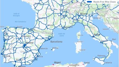 BlueCruise: la mappa delle strade Blue Zones - Immagine da Ford