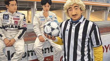 Il pilota della Fiat Coup&eacute; Turbo davanti ai rivali giapponesi 