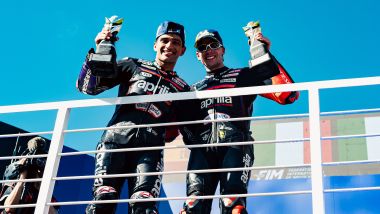 MotoGP Brasile 2026: festa Aprilia sul podio