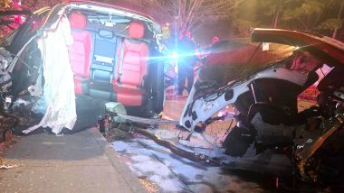 Quel che resta del Cayenne incidentato (Foto: Dunwoody Police Department via CarScoops)