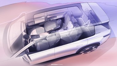 Skoda Peaq: l'abitacolo a 7 posti in un disegno ufficiale
