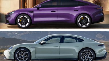 MG7, il confronto con il design della Taycan