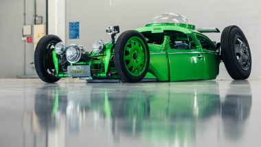 Hot-rod Riddler, derivata da un Maggiolino del 1972, 3/4 anteriore