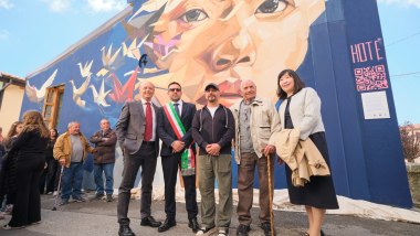 L'inaugurazione del murale ad Aielli