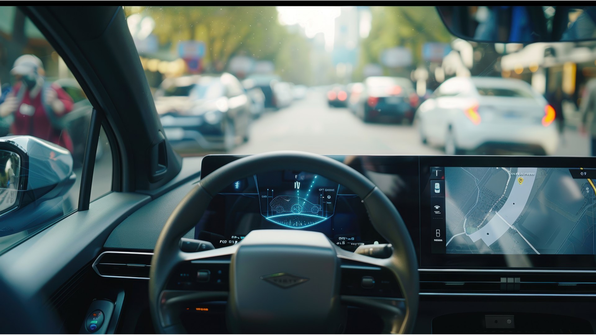 Un ologramma interagisce con i passeggeri in un'auto a guida autonoma, rassicurando la fiducia