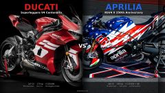 Ducati Superleggera V4 Centenario vs Aprilia RSV4 X 250th: la sfida