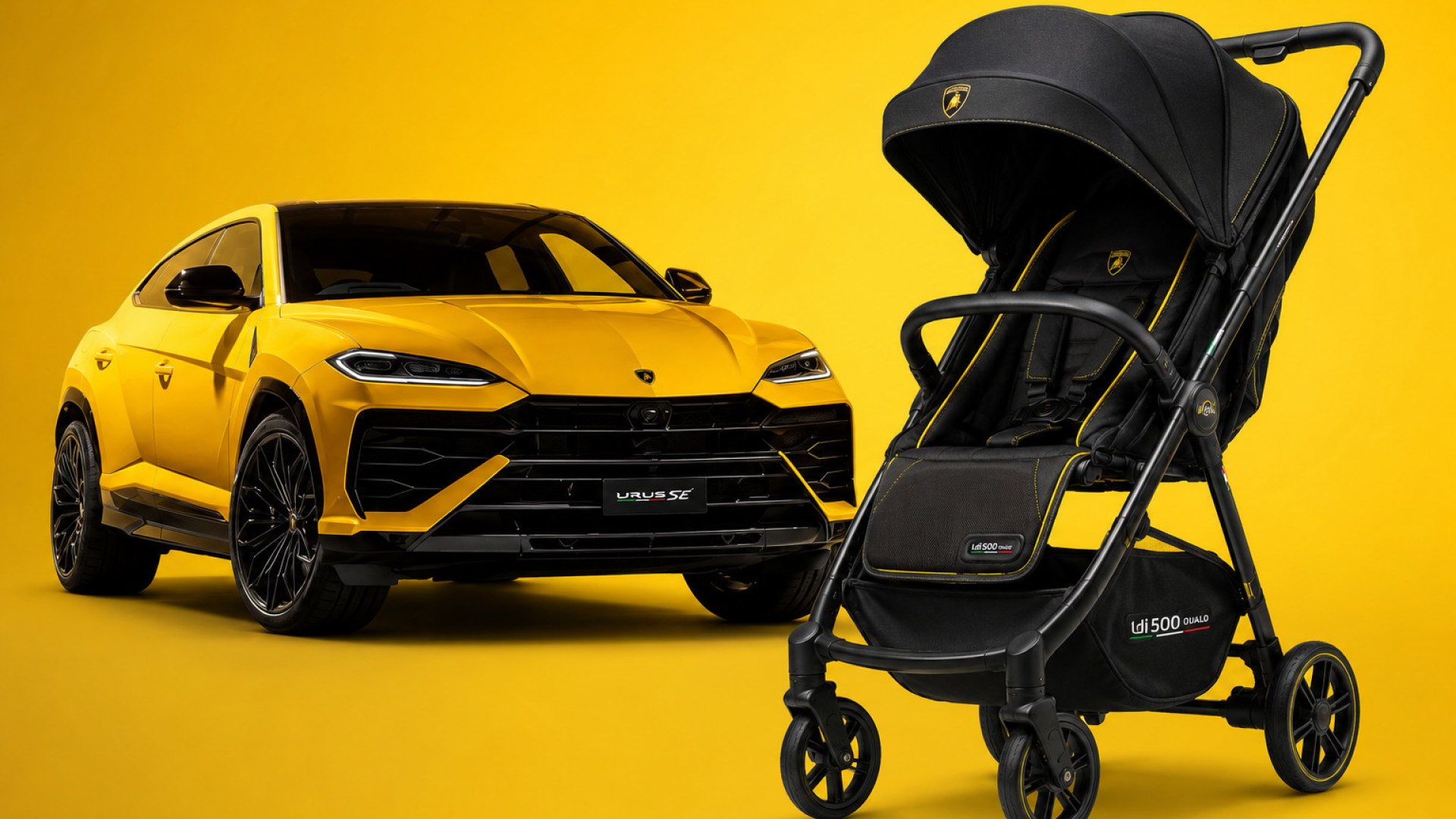 Passeggino esclusivo Lamborghini Reef AL Giallo con dettagli ispirati alle supercar