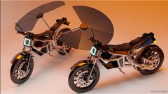 Moto elettrica: l'idea delle "ali" con pannelli solari di Mask Architects